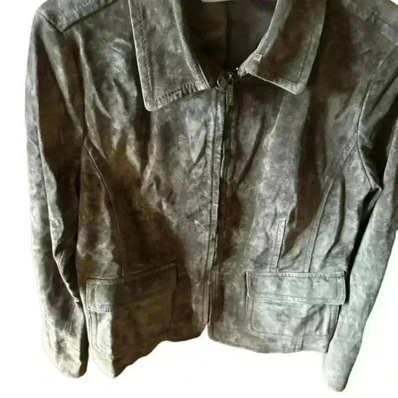 Liz Claiborne size large suede jacket‎ NWOT. Fully lined. Patch pockets, zipper. - Picture 2 of 11